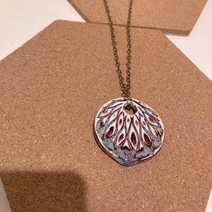 Hand painted ceramic charm necklace